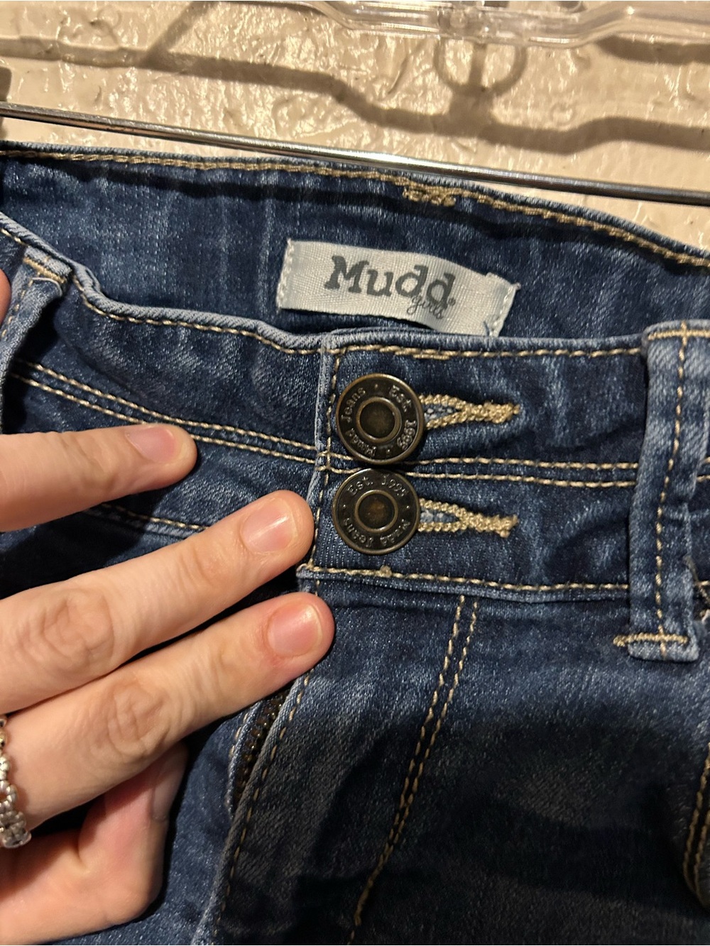 Mudd Dark Blue Double Button High-Rise Jeans